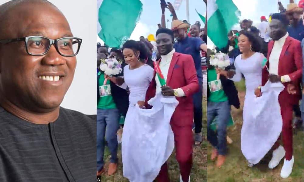 Peter Obi Reacts As Newly Weds Join 'Obidient' Rally In Abuja