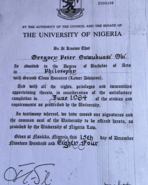 Peter Obi’s certificate surfaces online