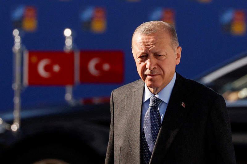 FILE PHOTO: Turkish President Erdogan at NATO summit in Madrid