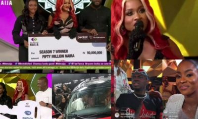 Jubilations as BBNaija season 7 winner Phyna receives N50m cash prize, car, other items [Videos]