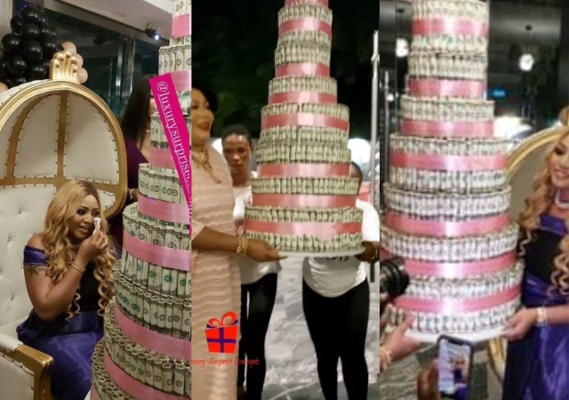 Rita Daniels surprises daughter, Regina Daniels with huge dollar cake [Video]