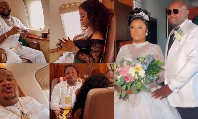 Davido, Chioma, others rock aso-ebi, storm Benin in private jet for Isreal DMW's wedding reception