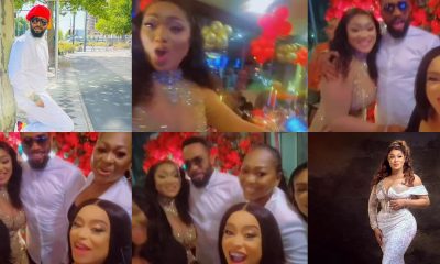 Cute moments of Nollywood lovebirds, Frederick Leonard and Peggy Ovire at the latter's birthday party (Video)