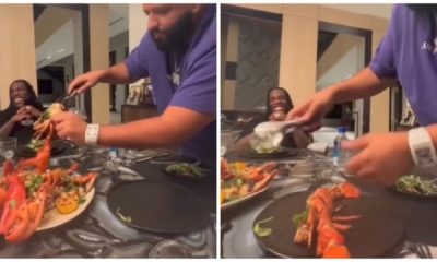 Reactions As DJ Khalid Serves Burna Boy Huge Lobsters (Video)
