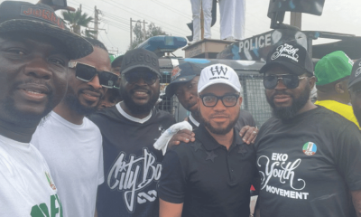 Reactions As Seyi Law, 9ice And Azadus March For Bola Tinubu