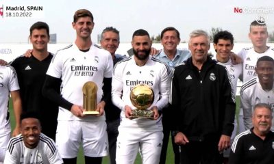 VIDEO : Ballon d'Or: Benzema and Courtois celebrate with Real Madrid teammates