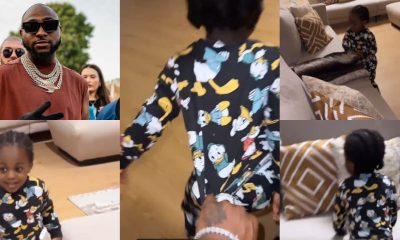 “You have school tomorrow” – Adorable moment Davido chased son, Ifeanyi who refused to retire to bed early