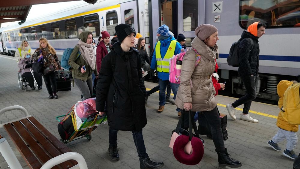 A free train to Hannover is now the last free outpost for Ukrainian refugees fleeing war