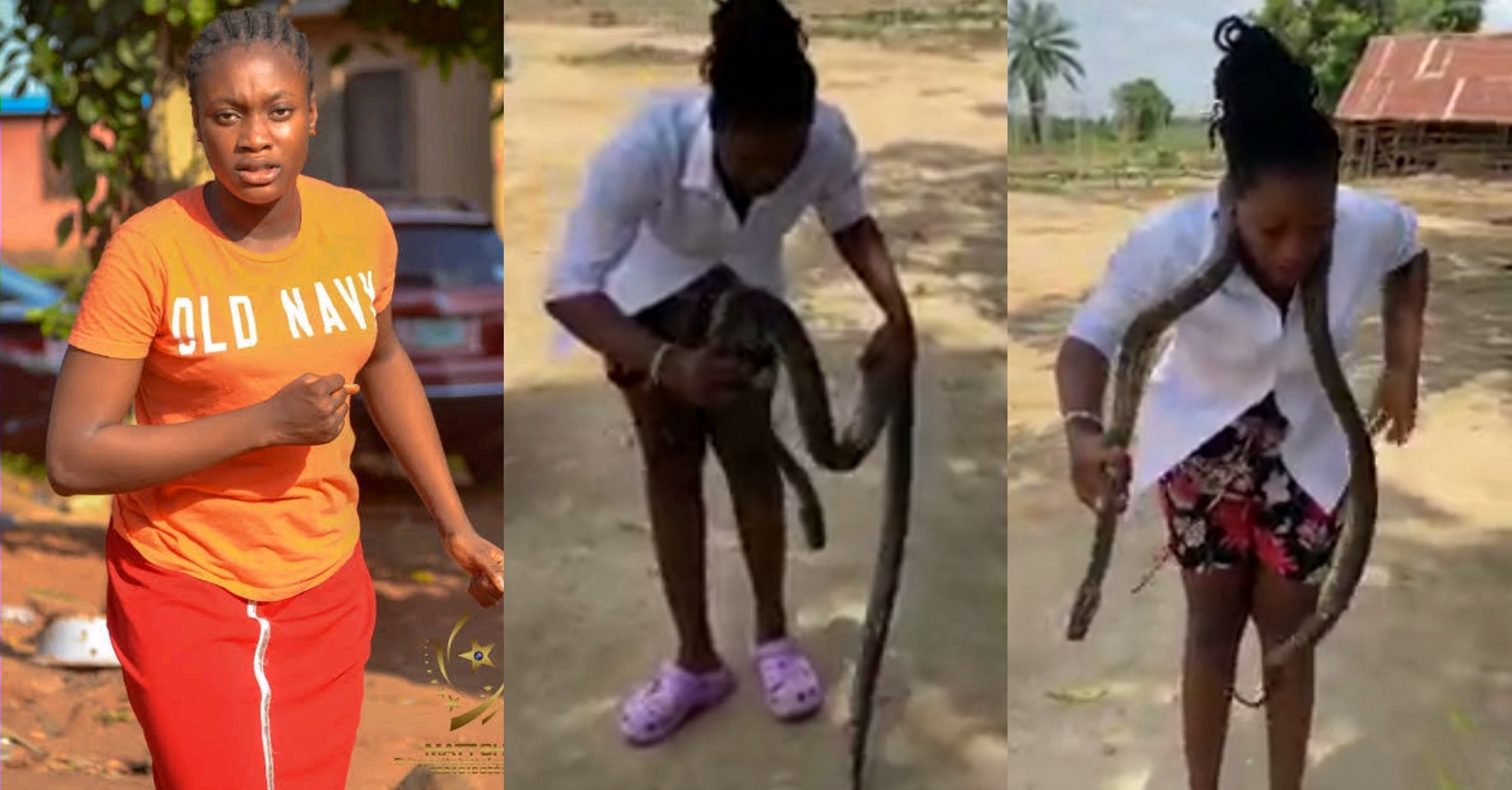 Recent video of Ifedi Sharon carrying a live serpent around her neck stirs concern from fans