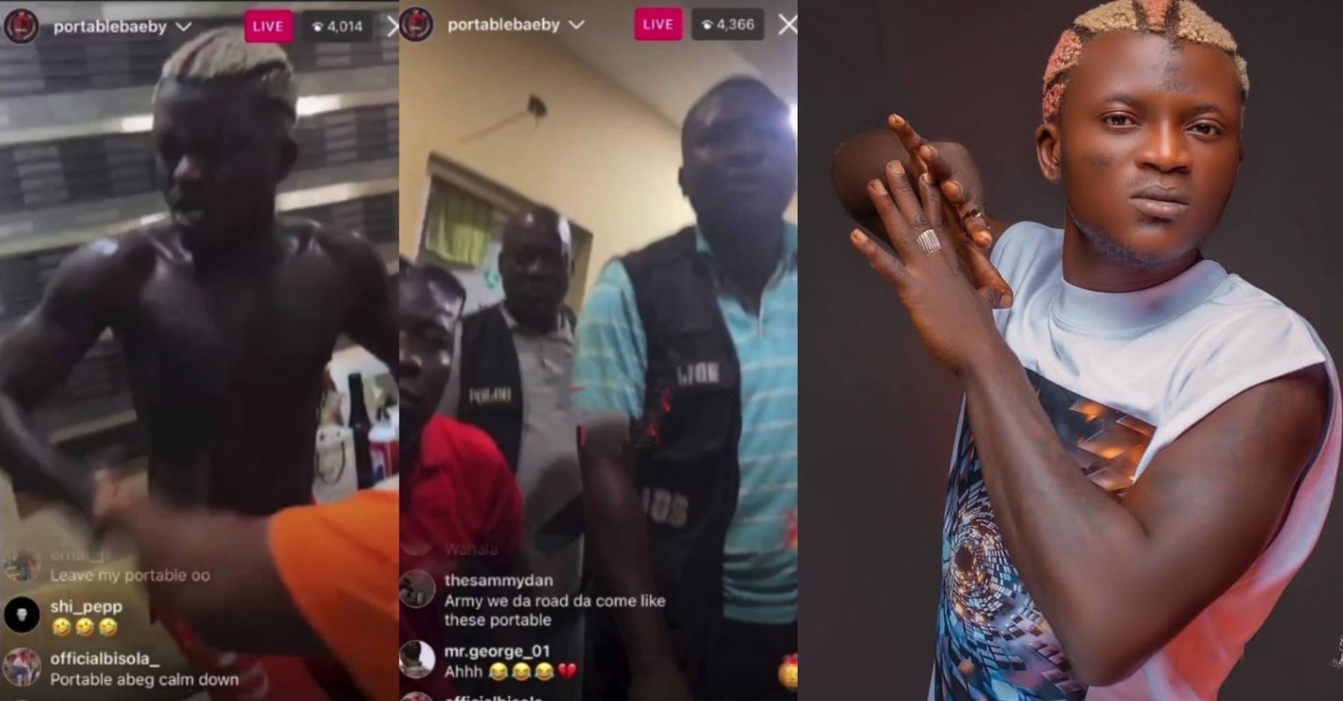 "I work for Tinubu"- Portable fumes, confronts police officers for attempting to arrest him in his bar- VIDEO