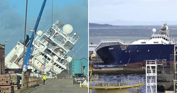Massive ship tips over in Edinburgh dockyard, sending 15 people to hospital - National