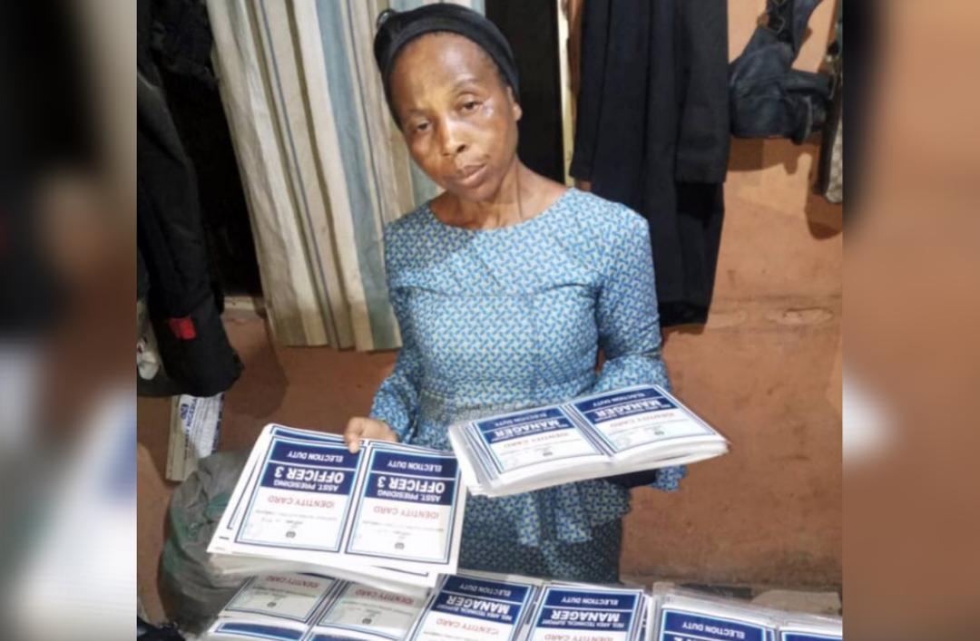 53-year-old woman found with laminated electoral materials