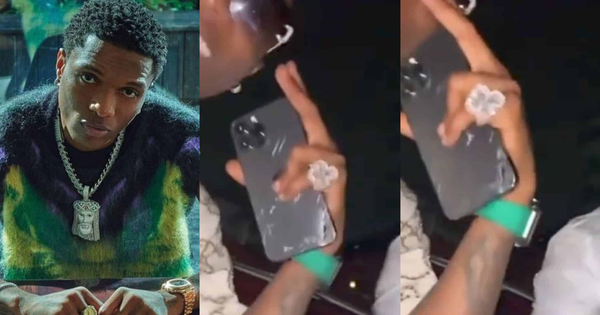 "Popsy no wan change phone" – Reactions trail video of Wizkid's battered iPhone