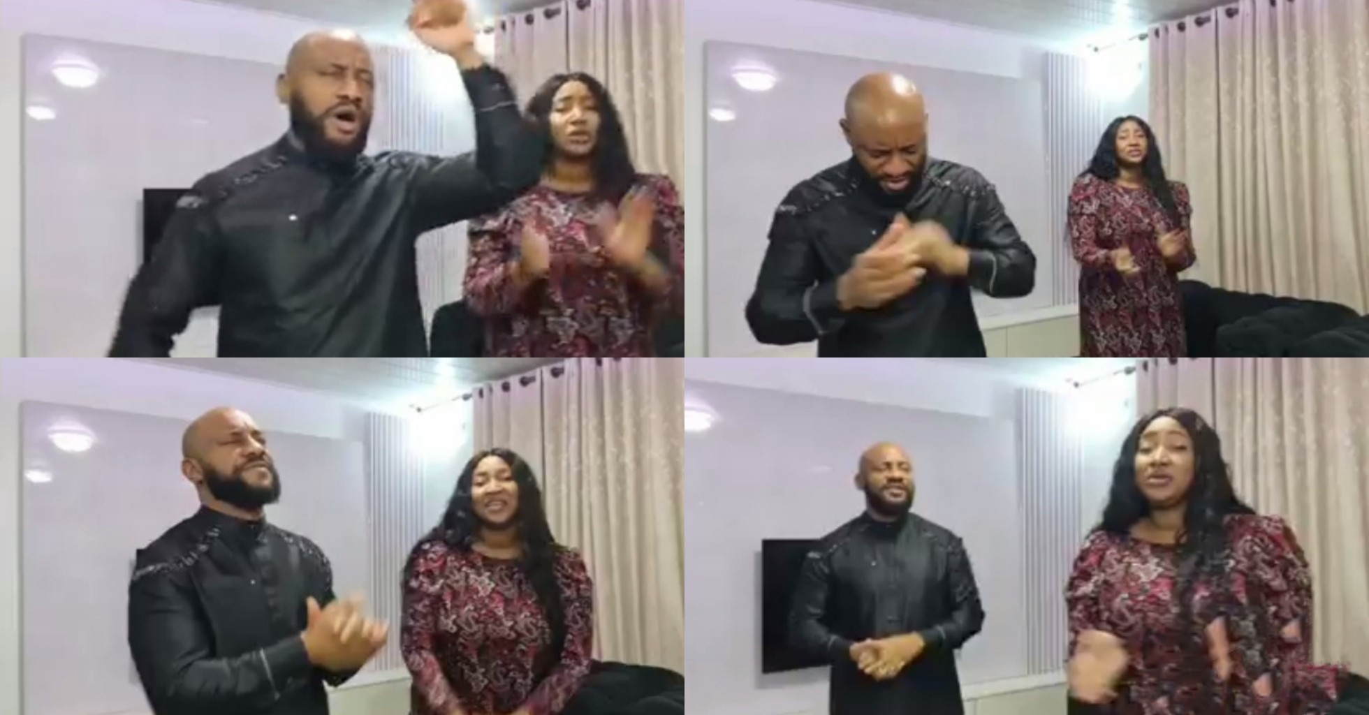 Viral video of Yul Edochie and Judy Austin holding morning devotion in their crib sparks mixed reactions