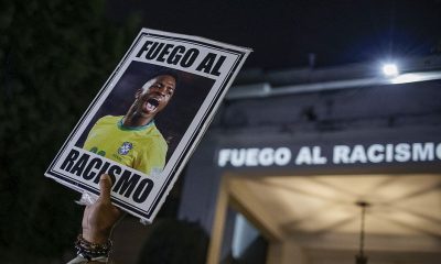 Brazilians protest outside Spanish consulate after Vinicius Júnior's racism row