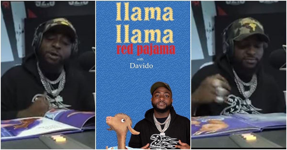 Moment Davido freestyles with children's book to 'Unavailable' beat during radio interview -VIDEO