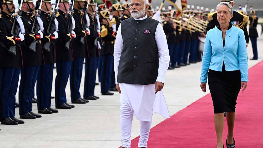 Indian Prime Minister Nahendra Modi on a two-day visit to France