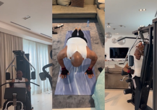“Even his gym has a sitting room” –Reactions trail Video of billionaire Tony Elumelu and his wife engaging in a workout