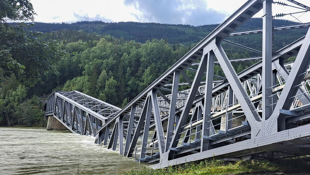 Norway railway bridge collapses into river after torrential rains