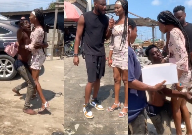 lady returns to Nigeria After 3 years in UK locates roadside mechanic boyfriend who sponsored her
