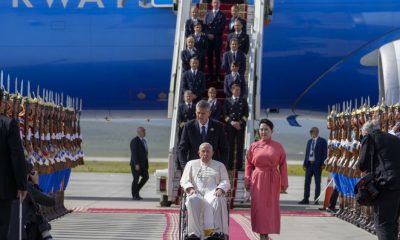 Pope Francis lands in Ulaanbaatar at start of historic visit to Mongolia