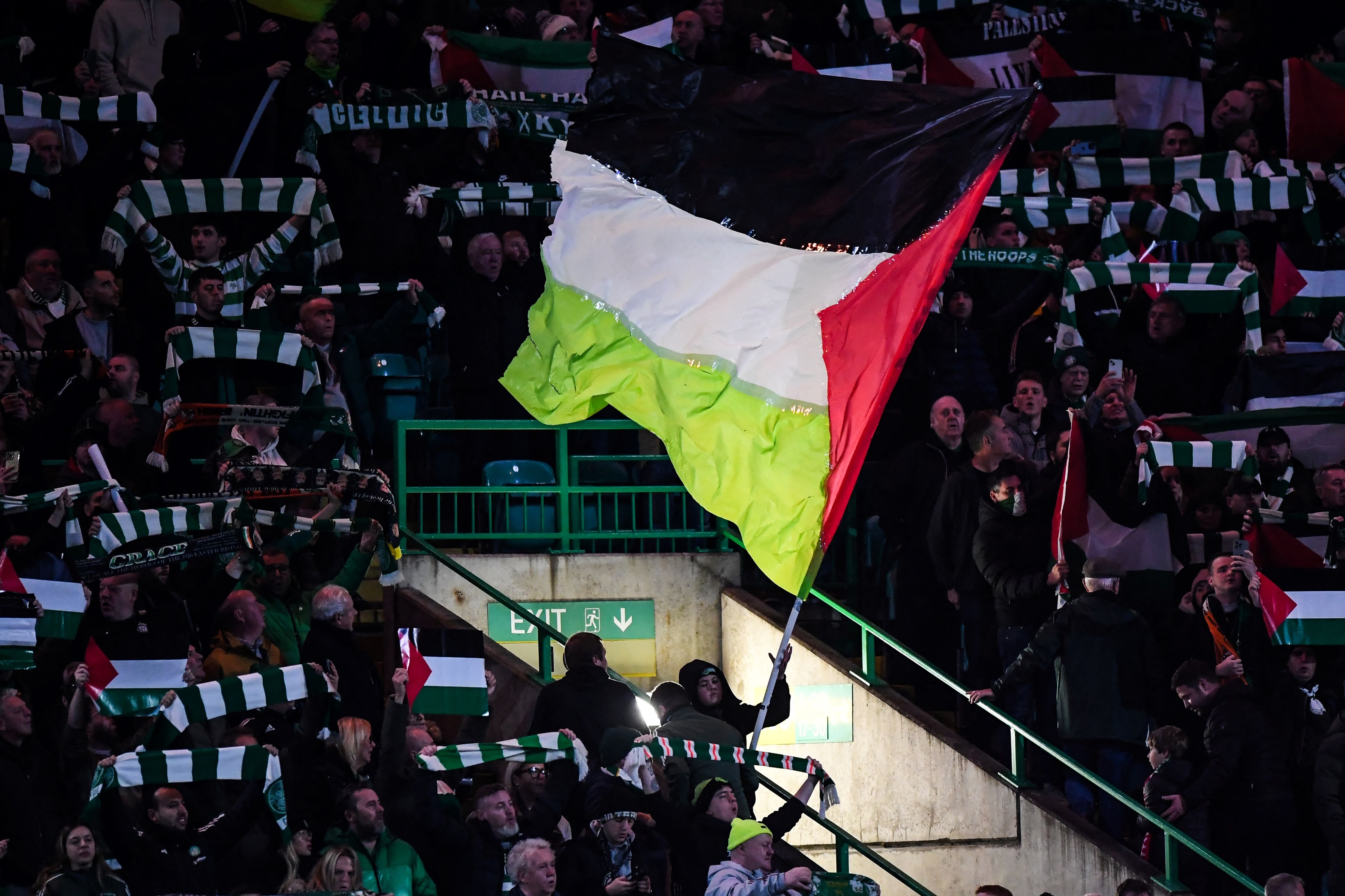 Palestine flags were displayed too