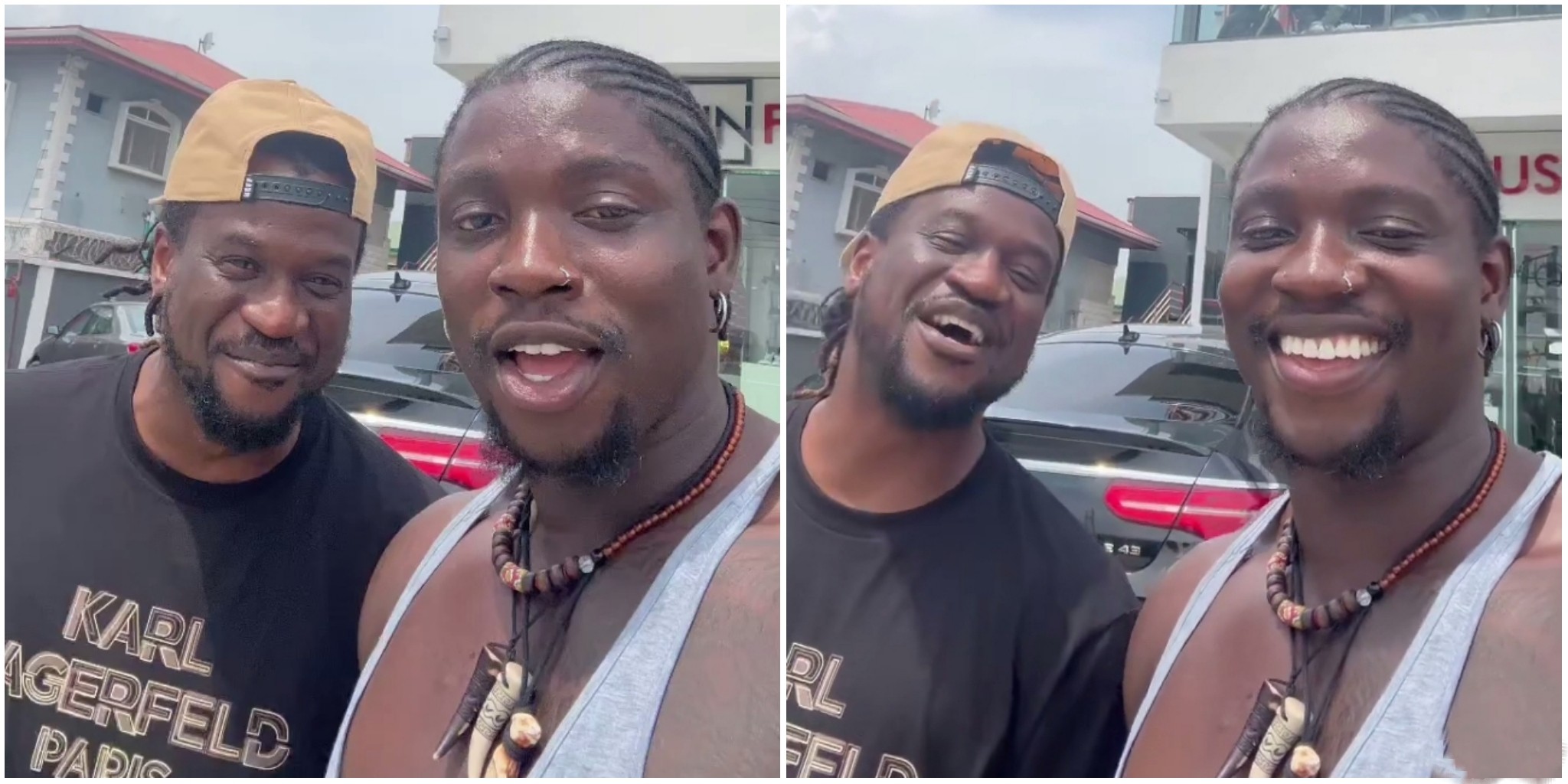 Verydarkman beams with joy as he meets Rudeboy of Psquare in Lagos – VIDEO