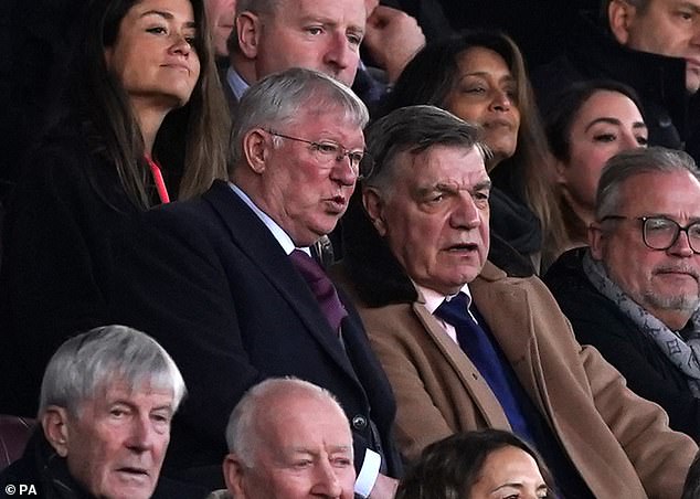 Sir Alex Ferguson made his first Old Trafford appearance since the death of Lady Cathy - with Sam Allardyce offering him company for the game