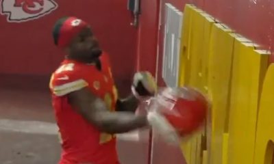 Chiefs receiver visibly angry as he slams helmet at wall for TD drop but Patrick Mahomes shows class
