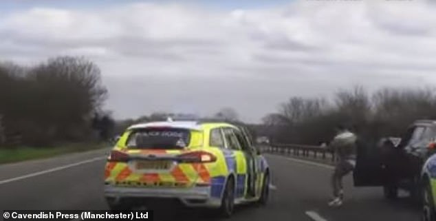 The group were later involved in a dramatic high-speed chase which ended when they stopped in the outside lane of a motorway and ran across the opposite carriageway