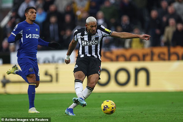 Joelinton scored the third for Newcastle against Chelsea after an error from Silva