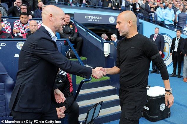 Pep Guardiola has encouraged Man United to give Erik ten Hag time to turn around a difficult start to his second season