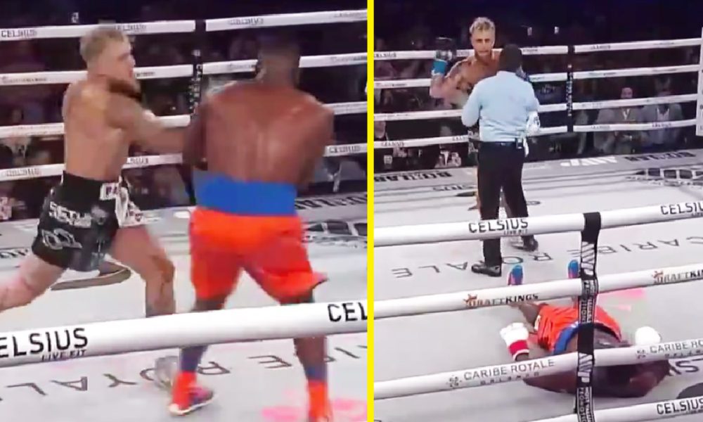 Jake Paul delivers stunning one-punch first round uppercut KO that leaves opponent unconscious on the canvas