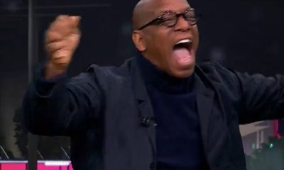 Ian Wright was seen wildly celebrating Declan Rice's 97th minute winner against Luton