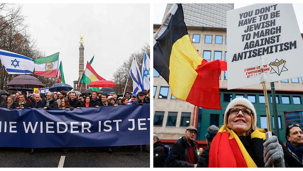Thousands march in Brussels and Berlin against antisemitism on Sunday