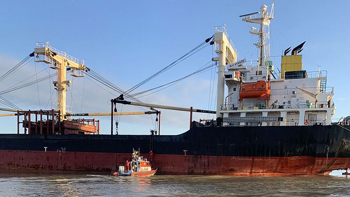 Ukrainian grain ship hits Russian mine in Black Sea