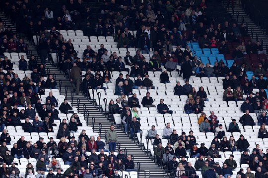 Empty seats during West Ham United v Arsenal