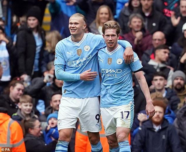 Manchester City duo Erling Haaland (left) and Kevin De Bruyne (right) have been in imperious form after returning from injury