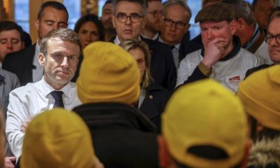 Angry french farmers greet President Emmanuel Macron at Paris agriculture fair