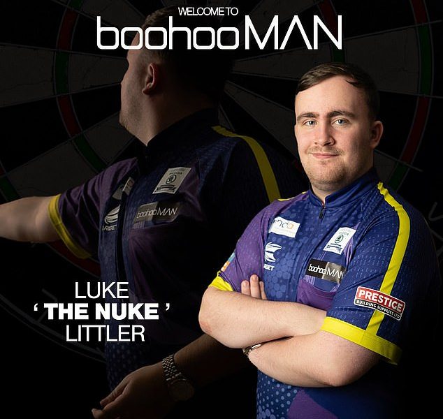 Luke Littler was announced as a new face for fashion retailer boohooMan, with the logo for the company taking a front-and-centre place on his purple shirt
