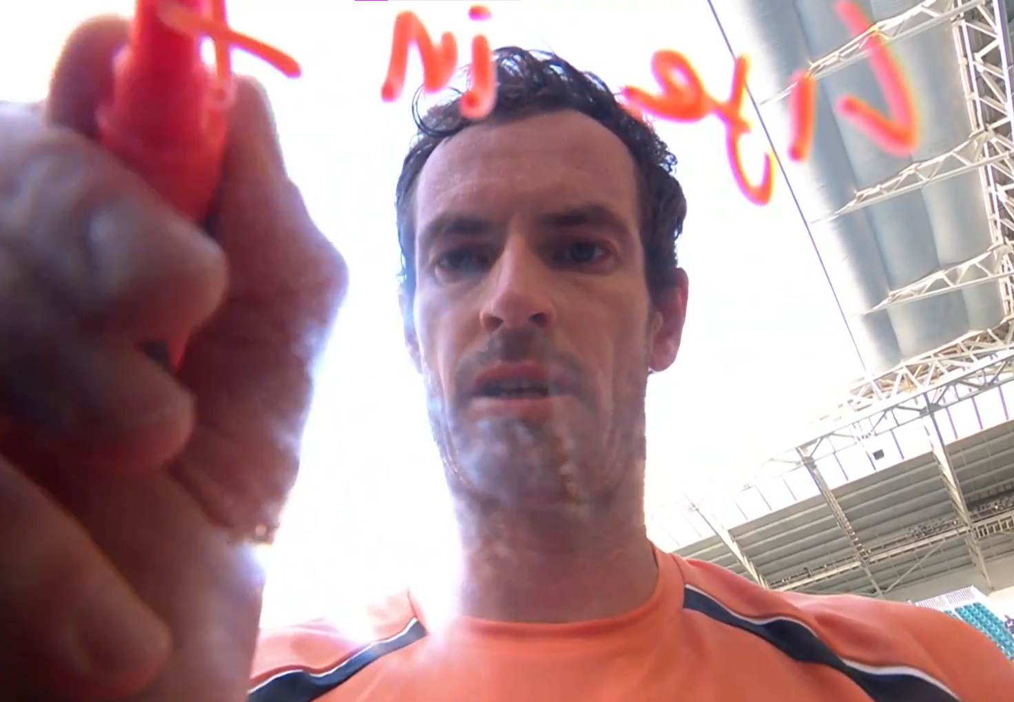 Andy Murray writes six-word message to critics on TV camera after Miami Open comeback