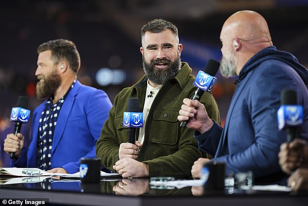 Jason Kelce appeared on the Thursday Night Football broadcast for Bears-Panthers last year