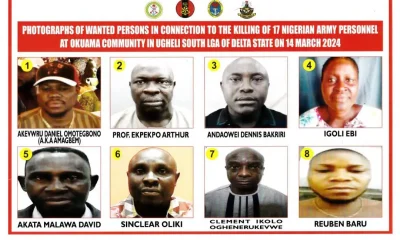 BREAKING: Okuama 17 soldiers killings: Nigerian Army declares eight persons wanted [FULL LIST]