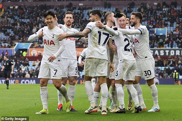 Tottenham claimed a 4-0 win against Aston Villa on Sunday afternoon putting them two points shy of the Villan's in fifth place
