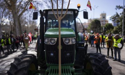Spanish and French farmers block Catalonia border crossing in protest at EU policies