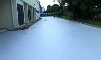 The road pavement of the test site in Singapore with cool paint coatings