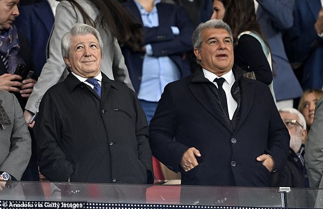 Joan Laporta' (right) Barcelona have been plagued by financial problems in recent campaigns