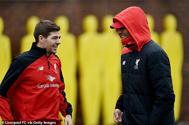 Gerrard was once the favourite to take over from Klopp (right) at Liverpool before Villa failure