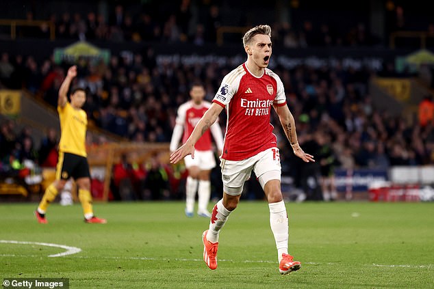 Leandro Trossard opened the scoring for Arsenal in their 2-0 victory away to Wolves