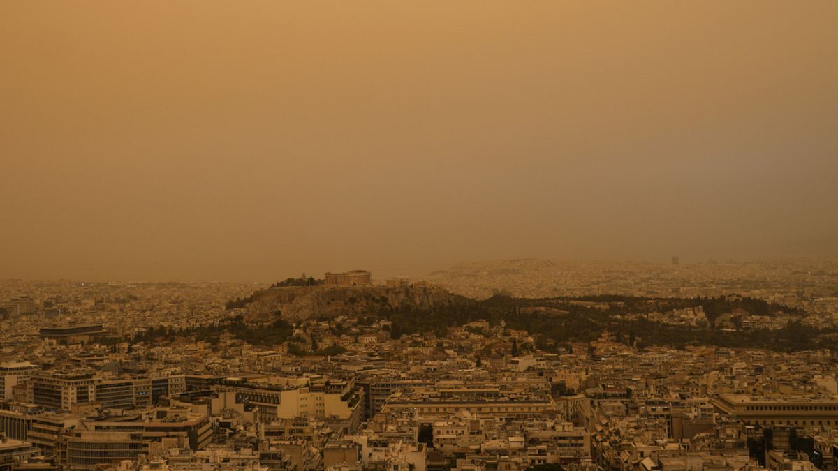 Athens turns orange as winds carry dust from Sahara desert